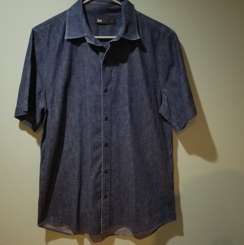 3x1 NYC shirt sleeve dark denim shirt Size L